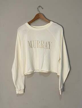 Double Zero My Hometown Murray Cream Cropped Long Sleeve Tee Size Medium